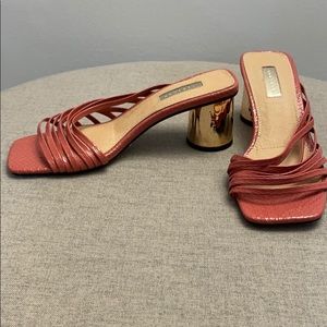 Topshop Strapy pink sandals with gold heel